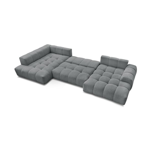 Tamsiai pilkos spalvos iš šenilinio audinio sulankstoma/su sandėliavimo vieta kampinė sofa (su kairiuoju kampu/„U“ formos) Everest – Bobochic Paris-image-4