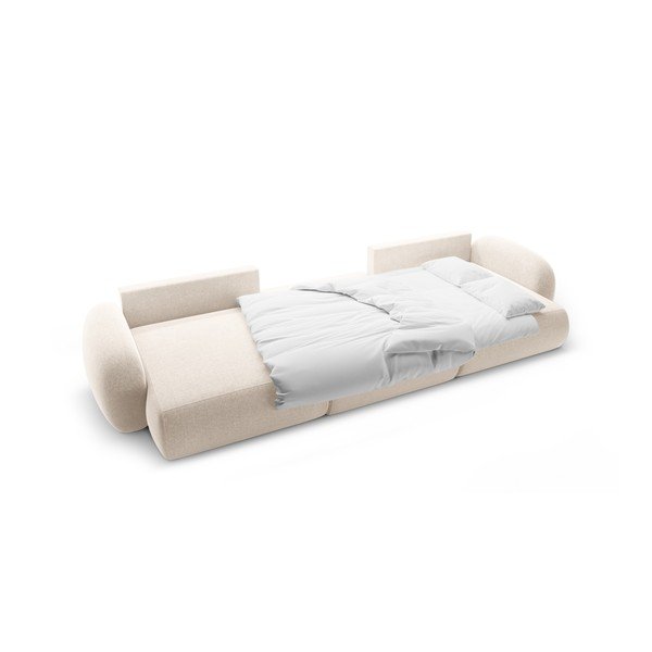 Kreminės spalvos iš šenilinio audinio sulankstoma/su sandėliavimo vieta kampinė sofa („U“ formos) Tonale – Cosmopolitan Design-image-3