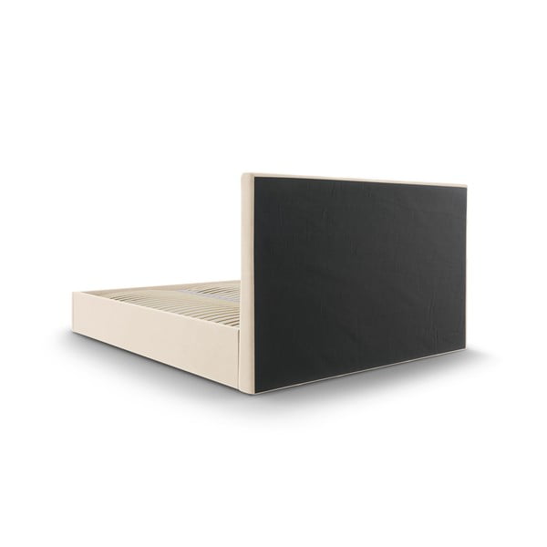 Smėlio spalvos aksominė dvigulė lova Mazzini Lovos Nerin, 180 x 200 cm-image-4