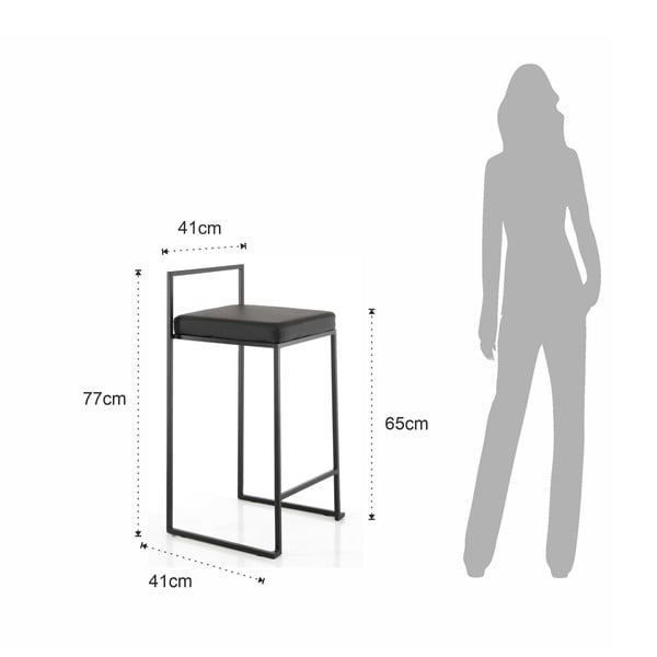 Juodos spalvos iš dirbtinės odos baro taburėtės 2 vnt. (sėdynės aukštis 65 cm) Dodo – Tomasucci-image-4