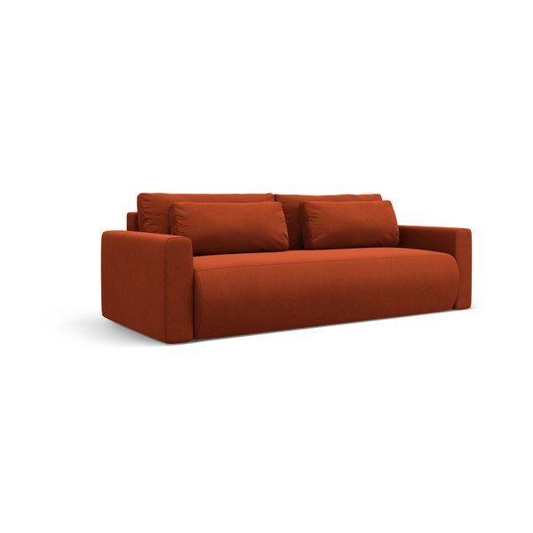 Raudonos plytų spalvos iš velveto sulankstoma/su sandėliavimo vieta sofa 238 cm Belfast – Cosmopolitan Design-image-1