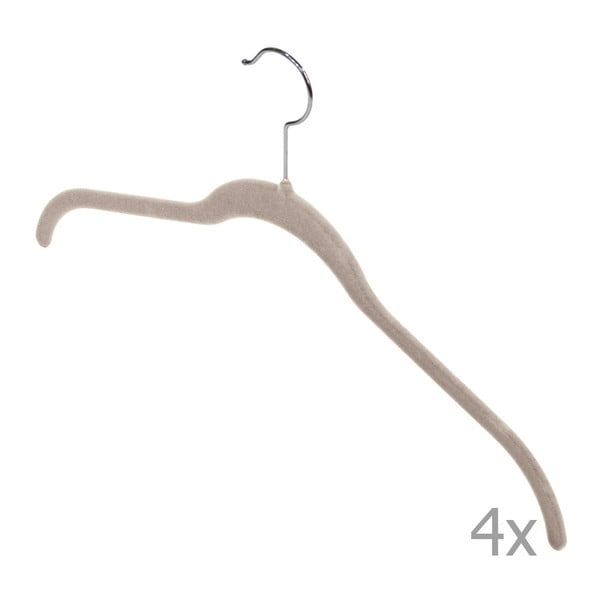 4 smėlio spalvos marškinėlių pakabų rinkinys Domopak Velvet-image-1