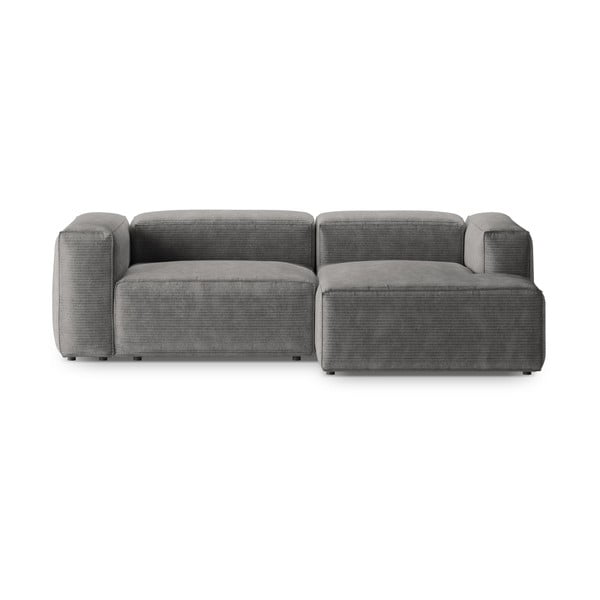 Šviesiai pilkos spalvos iš kordinio velveto kampinė sofa (su dešiniuoju kampu/su gultu) Bergamo – Cosmopolitan Design