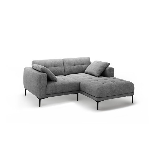 Pilkos spalvos kampinė sofa (su dešiniuoju kampu/su gultu) Bemy – Micadoni -image-1
