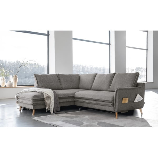 Sulankstoma kampinė sofa pilkos spalvos (su kairiuoju kampu) Charming Charlie – Miuform-image-3