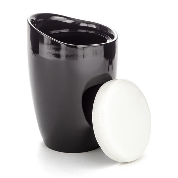 Juodai balta taburetė su laikymo vieta Tomasucci Pillow-image-1