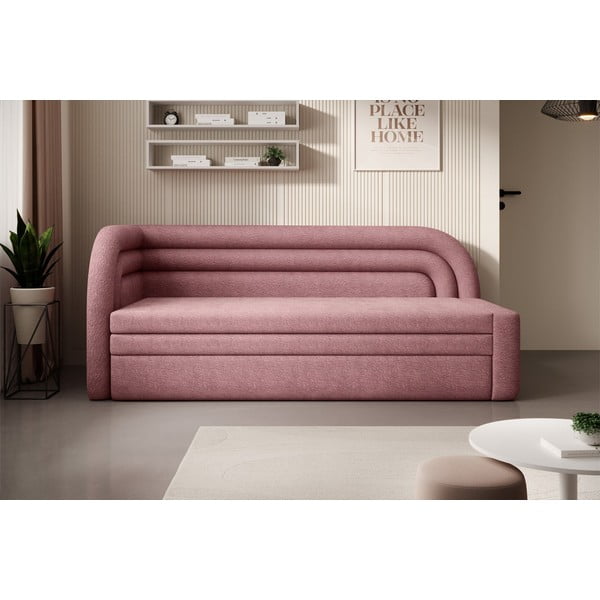 Rožinės spalvos iš šenilinio audinio sulankstoma/su sandėliavimo vieta sofa su kairiuoju kampu 223 cm Fabillo – ELTAP-image-1