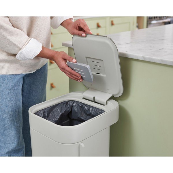 Šiukšliadėžė iš plieno smėlio spalvos su pedalu 40 l Porta – Joseph Joseph-image-1