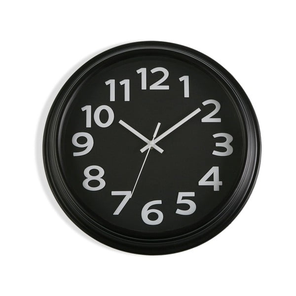 Juodas sieninis laikrodis Versa In Time, ⌀ 32,7 cm