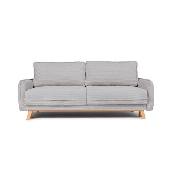 Šviesiai pilkos spalvos sulankstoma/su sandėliavimo vieta sofa iš kordinio velveto 218 cm Tori – Bonami Selection