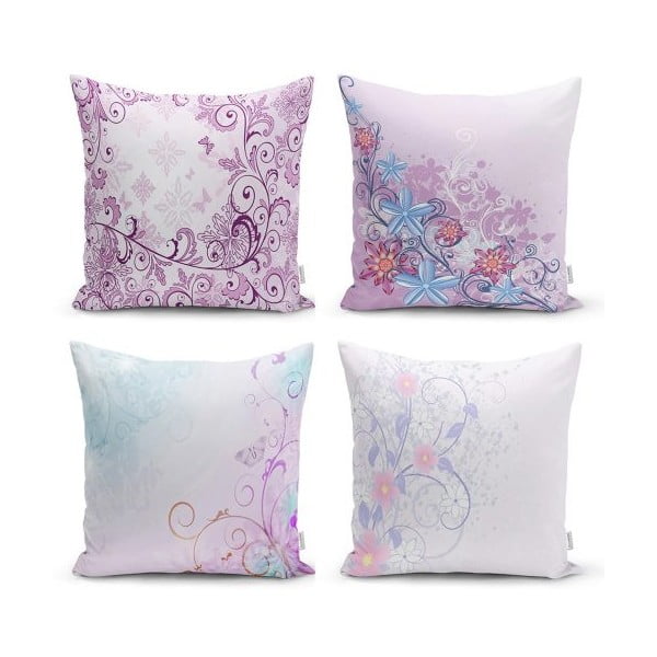 4 dekoratyvinių užvalkalų rinkinys Minimalistiniai pagalvių užvalkalai Soft Pinky, 45 x 45 cm