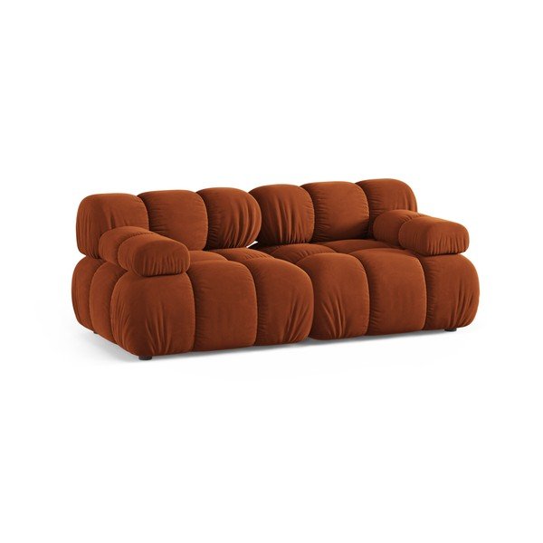 Terakotos spalvos sofa iš velveto 188 cm – Micadoni -image-1