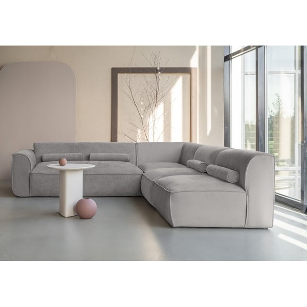 Kampinė sofa šviesiai pilkos spalvos (su dešiniuoju kampu) Flex Felix – Miuform-image-1