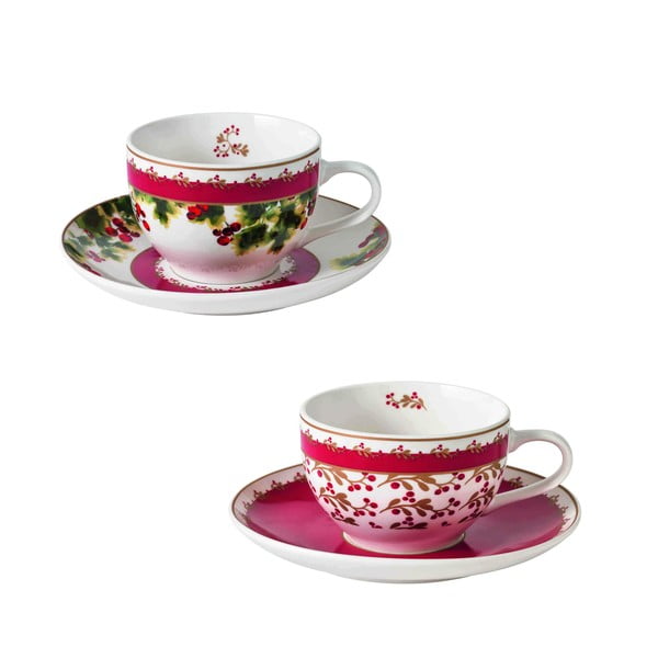 2 porcelianinių puodelių rinkinys su lėkštutėmis Brandani Le Bacche Set