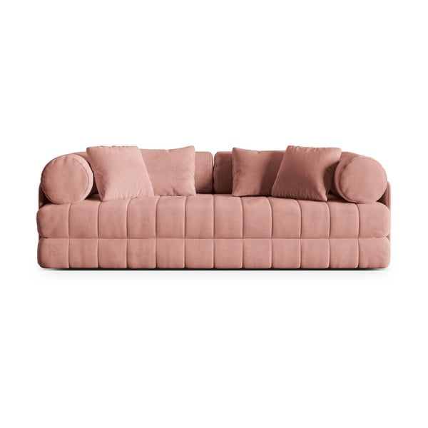 Rožinės spalvos iš velveto sulankstoma sofa 206 cm Kemi – Cosmopolitan Design