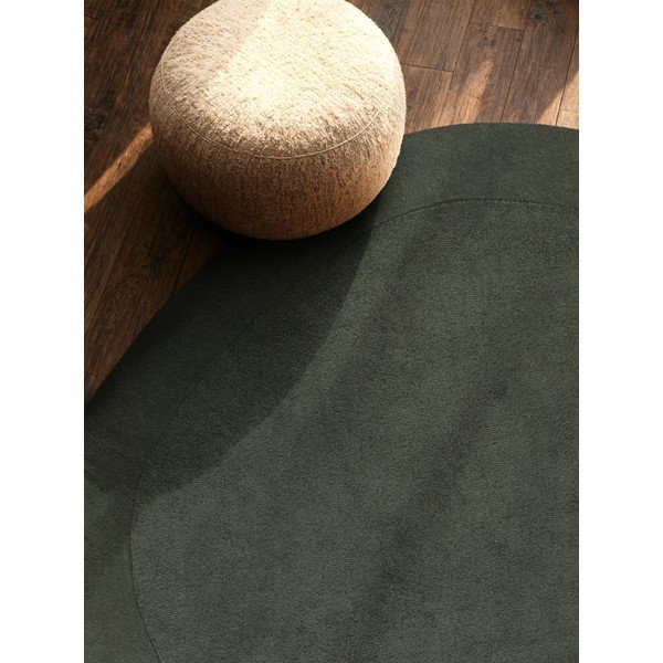 Rankų darbo tamsiai žalios spalvos apvalios formos kilimas iš vilnos mišinio ø 160 cm Kari Organic – Villeroy&Boch-image-2