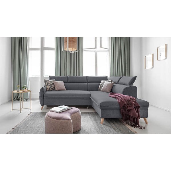 Sulankstoma kampinė sofa tamsiai pilkos spalvos (su dešiniuoju kampu) Sweet Harmony – Miuform-image-3