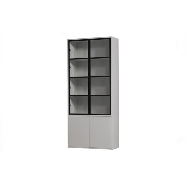 Vitrina iš pušies masyvo šviesiai pilkos spalvos 101x230 cm Basic – vtwonen-image-2