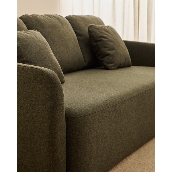 Tamsiai žalios spalvos sulankstoma sofa iš šenilinio audinio 218 cm Laira – Kave Home-image-4