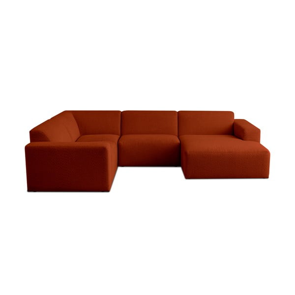 Iš boucle kampinė sofa raudonos plytų spalvos („U“ formos) Roxy – Scandic