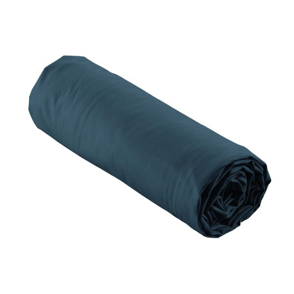 Paklodė iš medvilninio perkelio tamsiai mėlynos spalvos su guma 180x200 cm Percaline – douceur d'intérieur-image-4