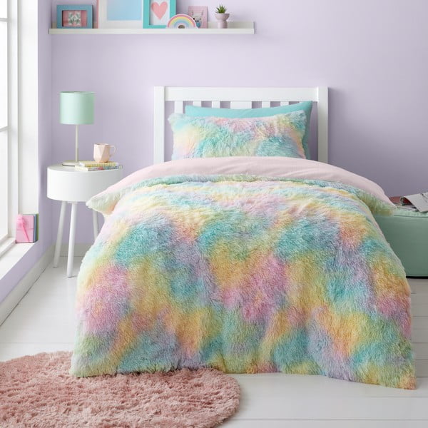 Iš mikropliušo dvigulė/itin ilga vaikiška patalynė 230x220 cm Rainbow Cuddly – Catherine Lansfield-image-1