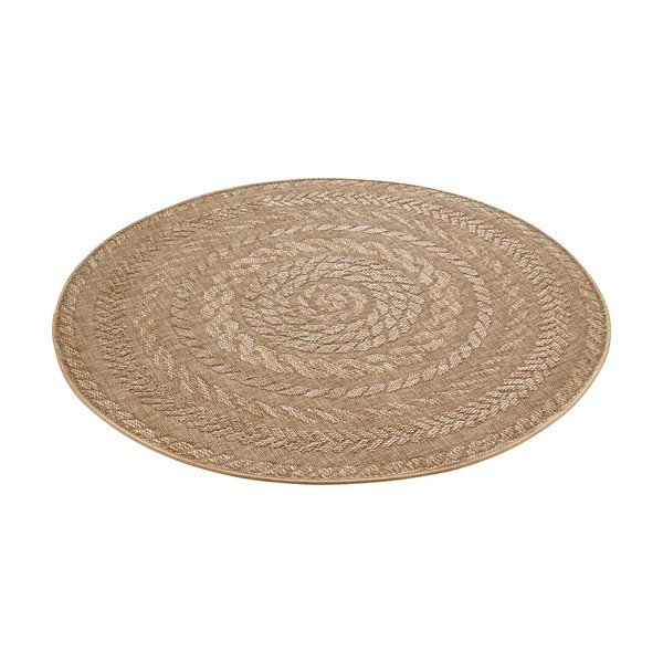 Smėlio spalvos apvalios formos lauko ir vidaus kilimas ø 200 cm Almendro – Hanse Home-image-3