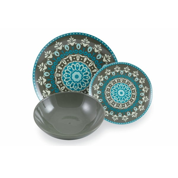 18 dalių porceliano ir akmens masės lėkščių rinkinys VDE Tivoli 1996 Cala Jondal Mar-image-4