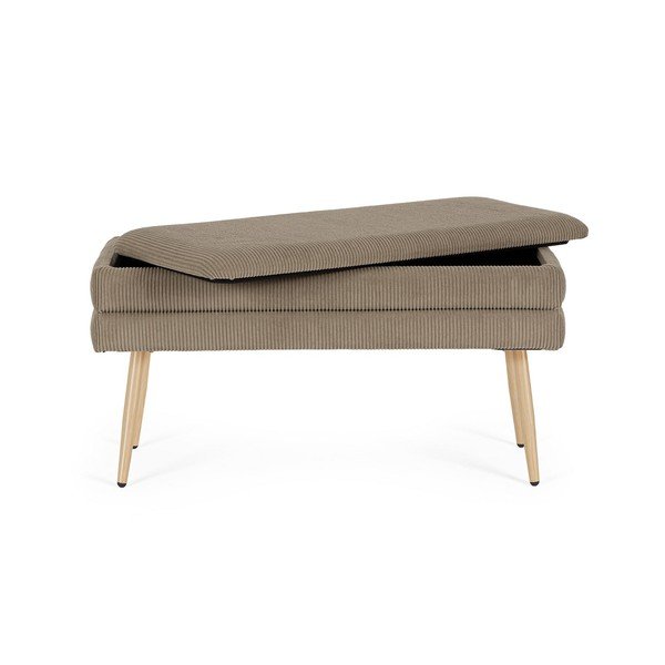 Taupe spalvos paminkštinto audinio suolas Olga – Bizzotto-image-3