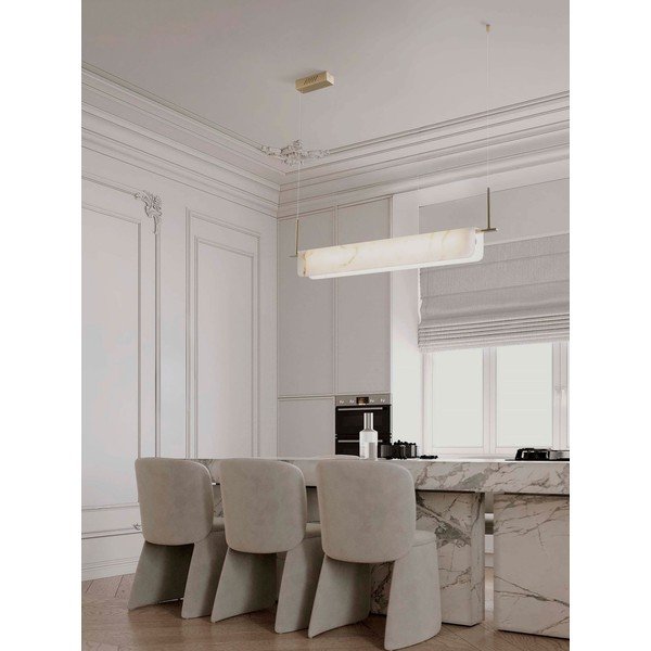 Kreminės spalvos/žalvario spalvos kabantis šviestuvas LED su marmuro dekoru su pritemdymo funkcija Aider – Nova Luce-image-1