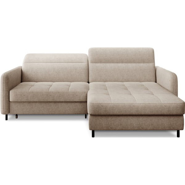 Smėlio spalvos kampinė sofa (su dešiniuoju kampu/su gultu) Gomsi – ELTAP