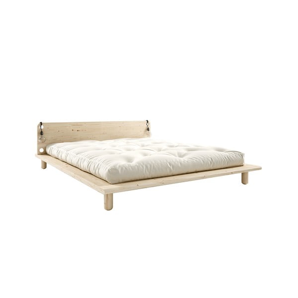 Medienos masyvo lova su šviestuvais ir čiužiniu Comfort Karup Design Peek, 180 x 200 cm