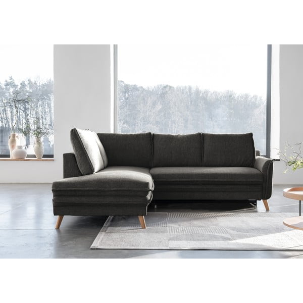 Sulankstoma kampinė sofa tamsiai pilkos spalvos (su kairiuoju kampu) Charming Charlie – Miuform-image-1