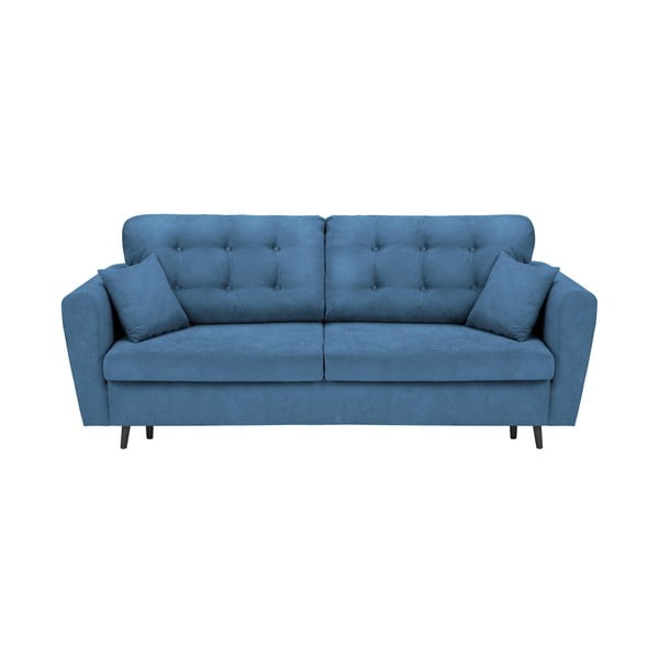 Mėlyna trivietė sofa-lova su saugykla "Cosmopolitan Design Lyon