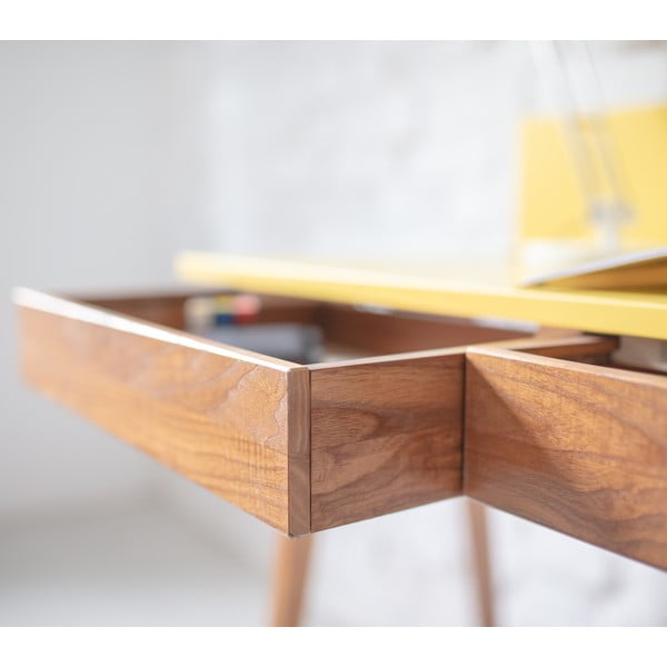 Ragaba Luka Ąžuolinis pilkas rašomasis stalas su uosio medžio pagrindu, ilgis 85 cm-image-2