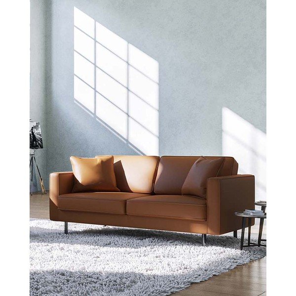 Sofa konjako rudos spalvos iš odos 207 cm Kobo – MESONICA-image-1