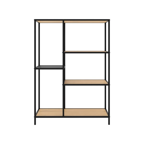 Juodos spalvos/natūralios spalvos knygų spinta  iš ąžuolo 80x112x35 cm Altino – Unique Furniture