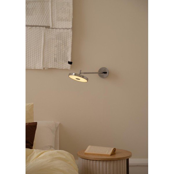 Blizgios sidabrinės spalvos sieninė lempa LED su sulankstoma konstrukcija/su pritemdymo funkcija su kištuku ø 15 cm Asteria Wall Long – UMAGE-image-4