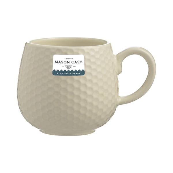 Kreminės spalvos iš keramikos puodelis latte kavai 350 ml Embossed Honeycomb – Mason Cash-image-1