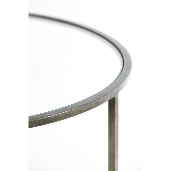 Pilko stiklo apvalūs kavos staliukai, 2 vnt., ø 75 cm Duarte - Light & Living-image-4