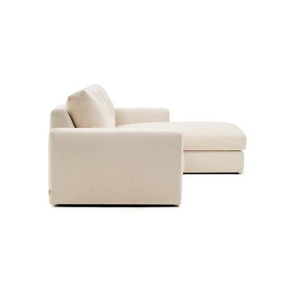 Smėlio spalvos kampinė sofa iš šenilinio audinio (su dešiniuoju kampu/su gultu) Alea – Kave Home-image-3