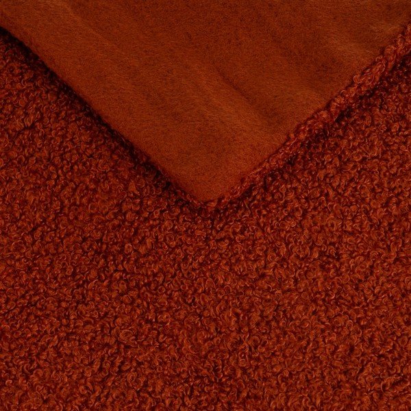 Raudonos plytų spalvos iš sherpa vilnos antklodė ir pledas 130x160 cm Sherpa Bouclé – Casa Selección-image-1