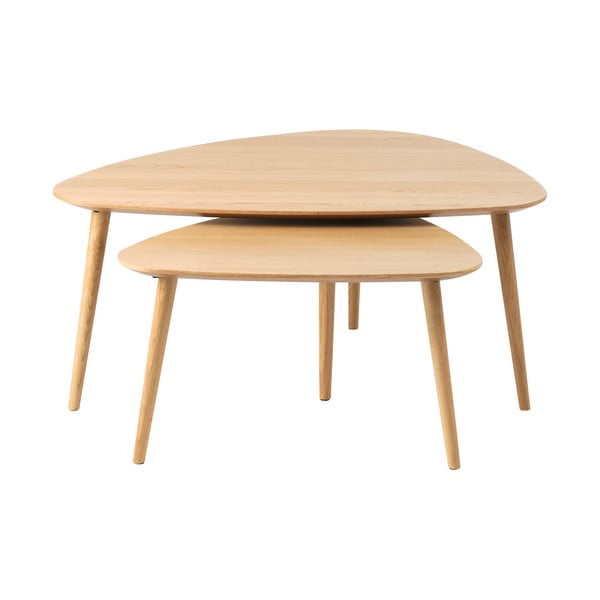 Kavos staliukai natūralios spalvos 2 vnt. iš ąžuolo 70x100 cm Adda – Unique Furniture-image-3