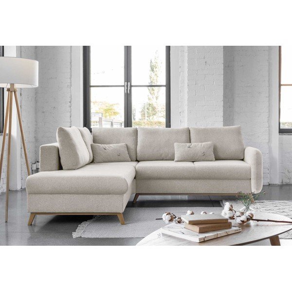 Smėlio spalvos sofa-lova Miuform Scandic Lagom L, kairysis kampas-image-1