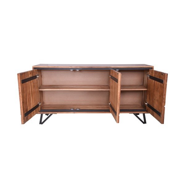 Natūralios spalvos iš akacijos masyvo šoninė spintelė 150x76x40 cm Ambala – Interia Home & Living-image-3