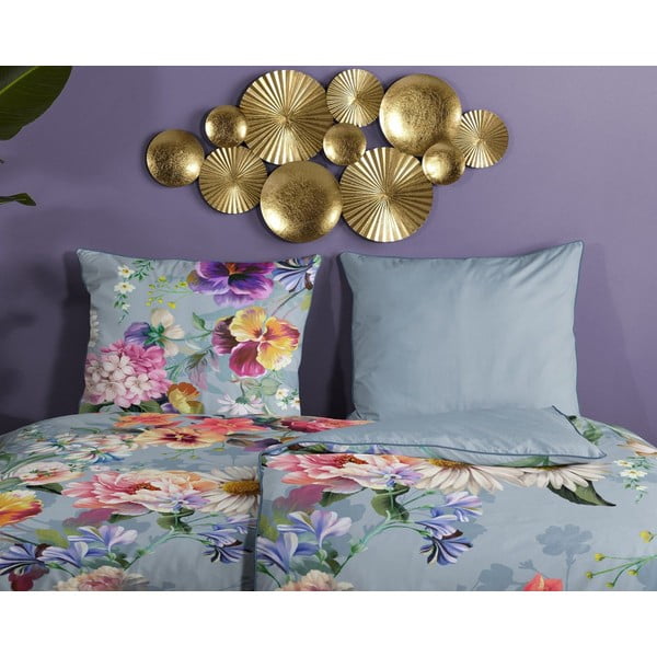 Pilkos spalvos ekologiškos medvilnės viengulė patalynė Descanso Sunflower, 140 x 220 cm-image-2