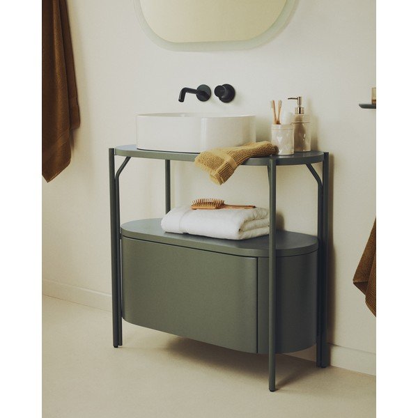 Žalios spalvos spintelė po kriaukle 90x81 cm Arely – Kave Home-image-1