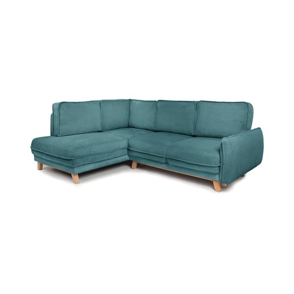 Iš kordinio velveto sulankstoma kampinė sofa turkio spalvos (su kairiuoju kampu) Tori – Bonami Selection-image-2