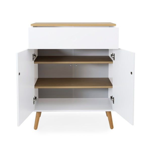 Balta komoda su ąžuolinėmis kojomis Tenzo Dot, plotis 79 cm-image-2