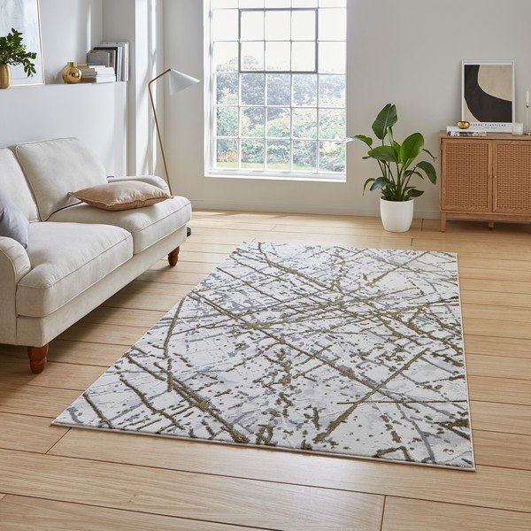 Kilimas šviesiai pilkos spalvos/auksinės spalvos 80x150 cm Artemis – Think Rugs-image-1